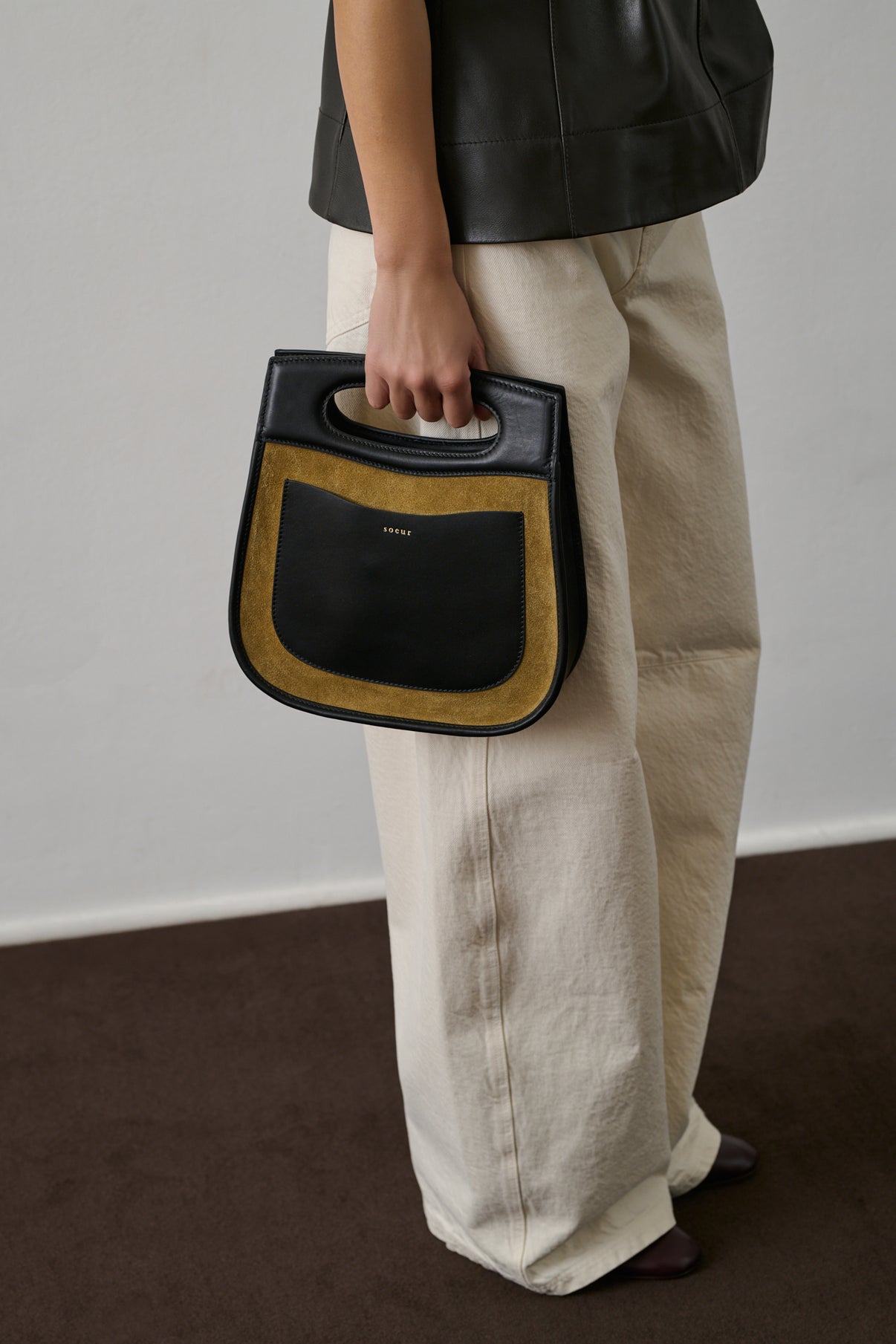 Sac Cheri - Bronze/Noir - Cuir - Femme vue 2