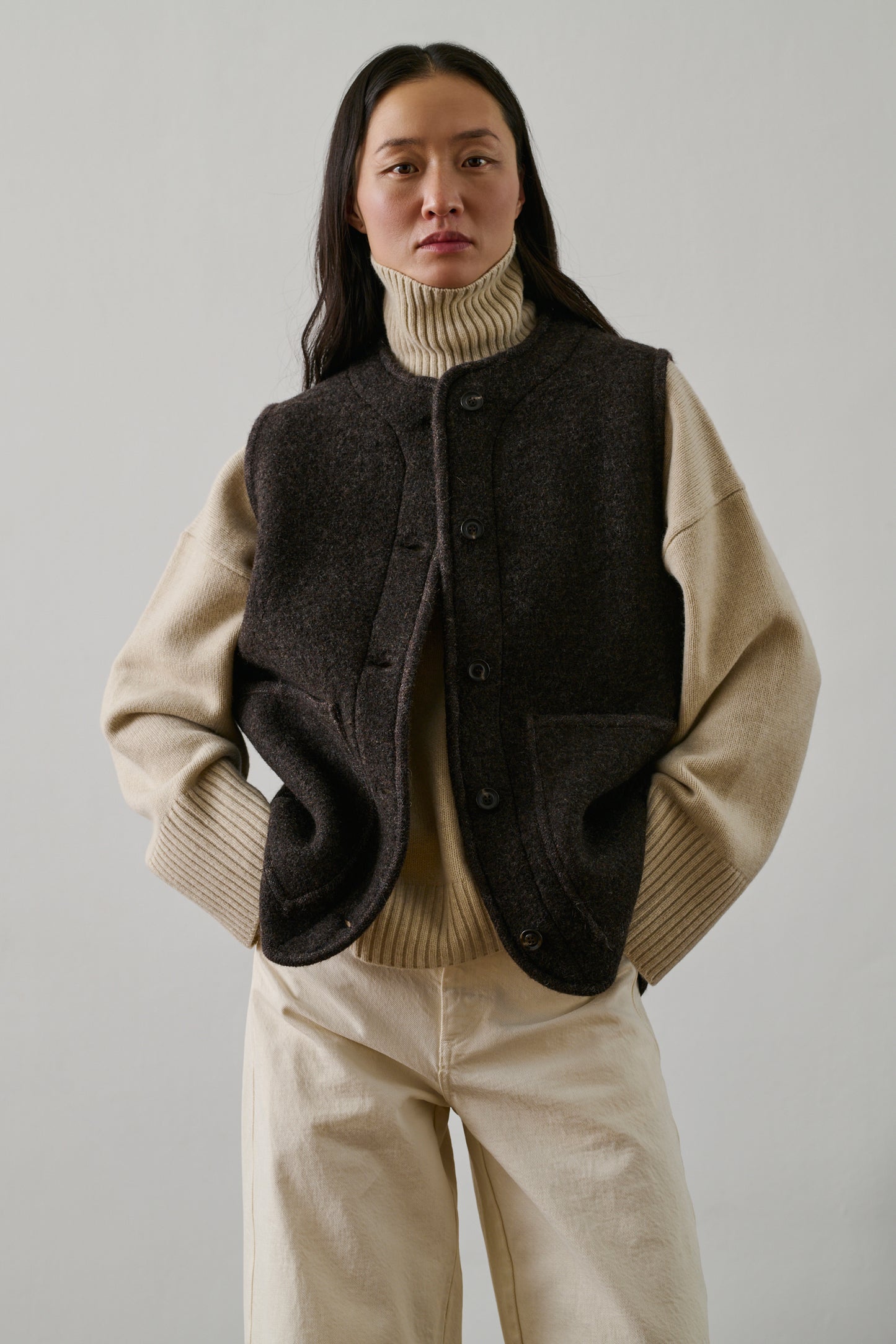 Blouson Chicago - Marron Chiné - Laine - Femme