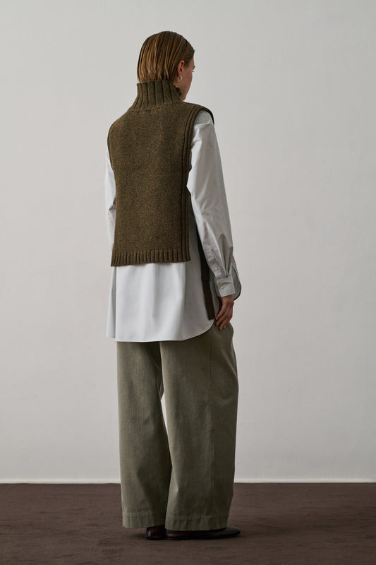 Pull Or - Kaki Chiné - Laine - Femme