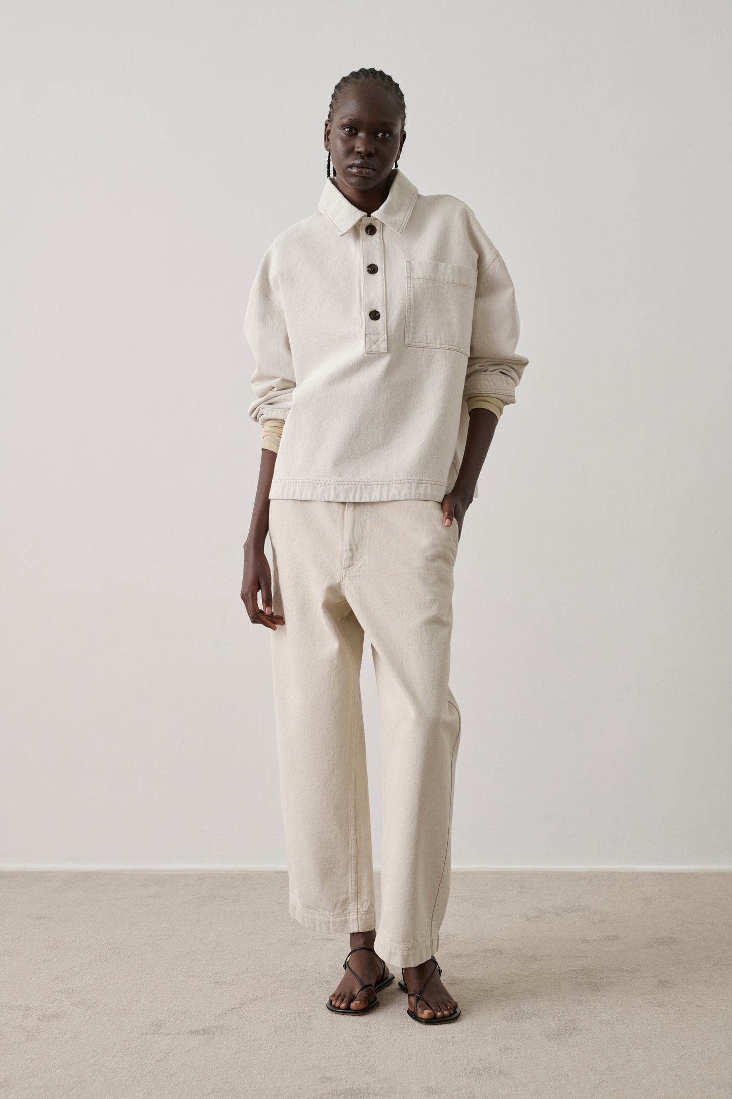 Pantalon Clovis - Blanc Grès - Coton - Femme