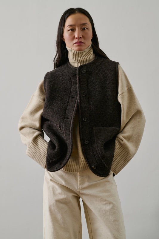 Blouson Chicago - Marron Chiné - Laine - Femme