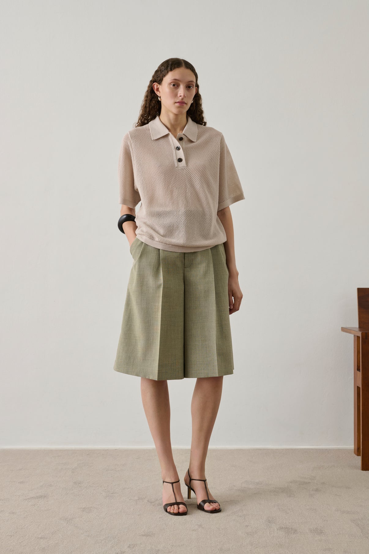 Polo Harvey - Blanc Cassé - Laine mérinos - Femme vue 1